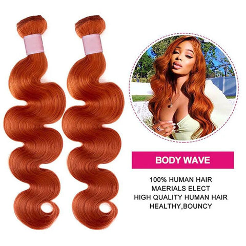 Skunk Stripe Ginger Orange With 613 Blonde Highlights Body Wave Human Hair 3 Bundles with 4x4 Closure 613 Blonde Lace Closure