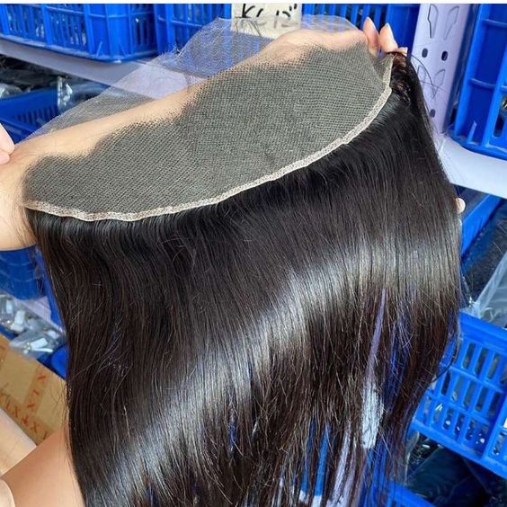 Straight Human Hair Bundles With Frontal Transparent 13x4 Lace Closure 12A Grade Hair - Lemoda Hair