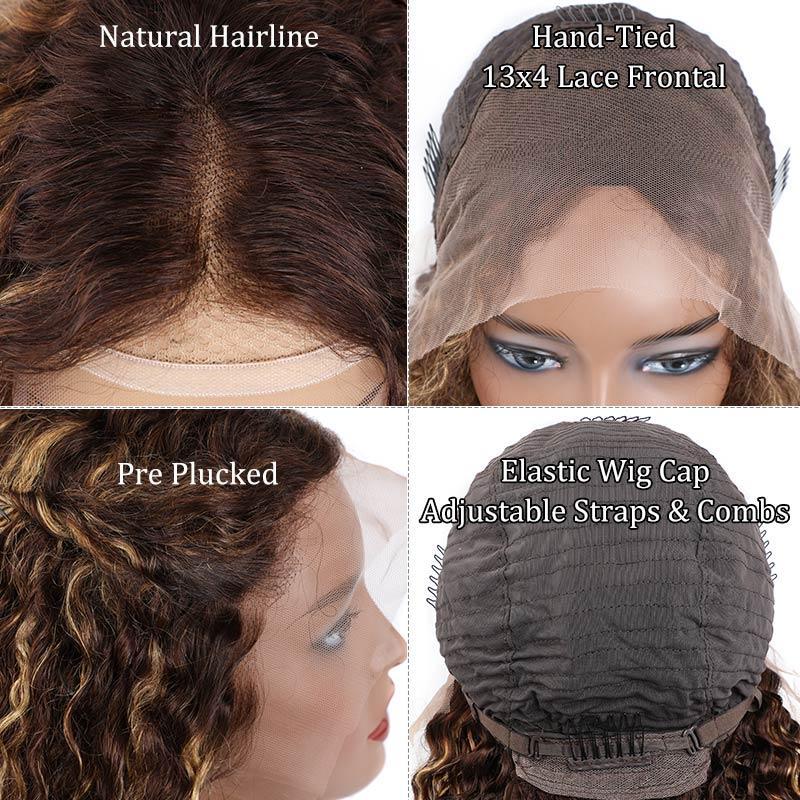 Modern Show Highlight Human Hair Wig Short Curly Bob Ombre 4/27 Color Brazilian Hair Pre Plucked 13x4 Lace Front Wigs