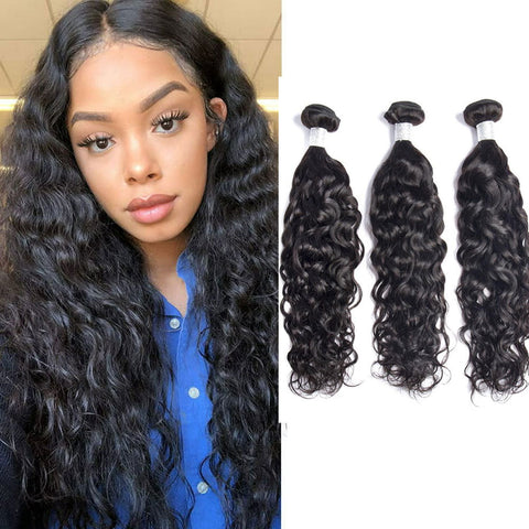 Indian Virgin Hair Water Wave 3 Bundles Natural Black