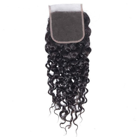 Water Wave 4x4 Lace Closure Human Hair Virgin Human Hair Swiss Lace Closures Natural Black Color For Women - Lemoda Hair