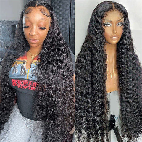 Water Wave 6x6 Closure Wigs Natural Wave Transparent Lace Front Wigs 100% Virgin Human Hair - Lemoda Hair