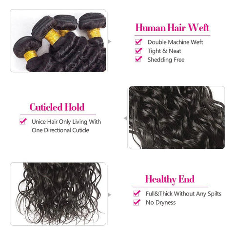 Water Wave Hair 4 Bundles With 4x4 Lace Closure 100% Virgin Human Hair - Lemoda Hair