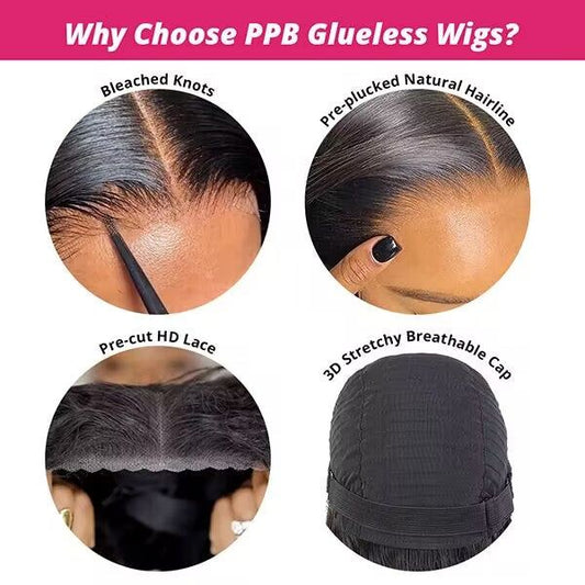 Lemoda Glueless Wig with Elastic Belt Water Wave Pre Cut Wear&Go 5x5 Transparent HD Lace Closure