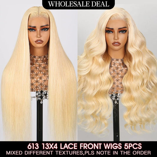 Wholesale | Lemoda 613 Blonde 13x4 Lace Frontal Wig Colored Human Hair Wigs 5PCS - Lemoda Hair