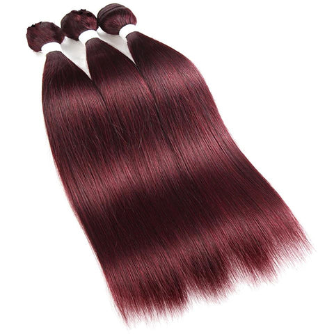 Wine Red Burgundy Straight Hair 3 Bundles With Closure 4x4 Colored 100% virgin human hair - Lemoda Hair