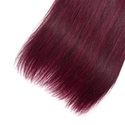 Wine Red Burgundy Straight Hair 3 Bundles With Closure 4x4 Colored 100% virgin human hair - Lemoda Hair