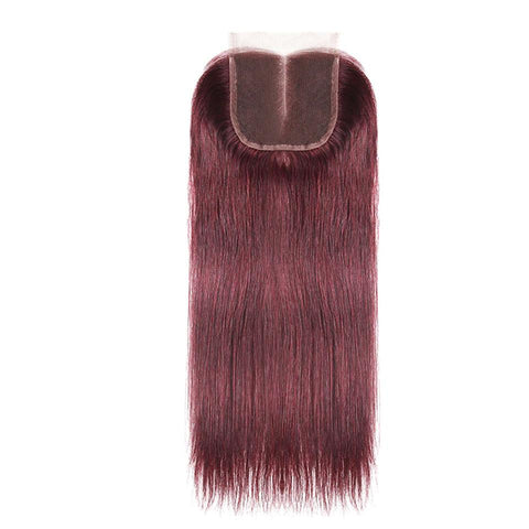 Wine Red Burgundy Straight Hair 3 Bundles With Closure 4x4 Colored 100% virgin human hair - Lemoda Hair