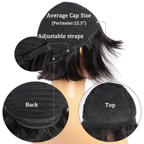 Short Bob Cut Human Hair Wigs With Bangs Pre plucked Brazilian Remy Straight Machine Made Wig