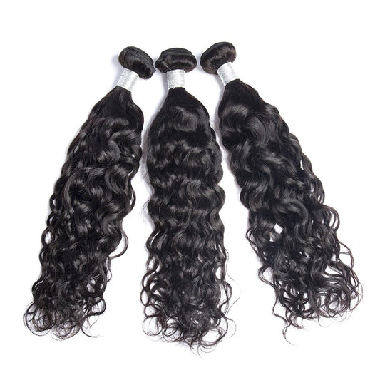 Virgin Hair Water Wave Hair Bundles With Transparent 13x4 Lace Frontal